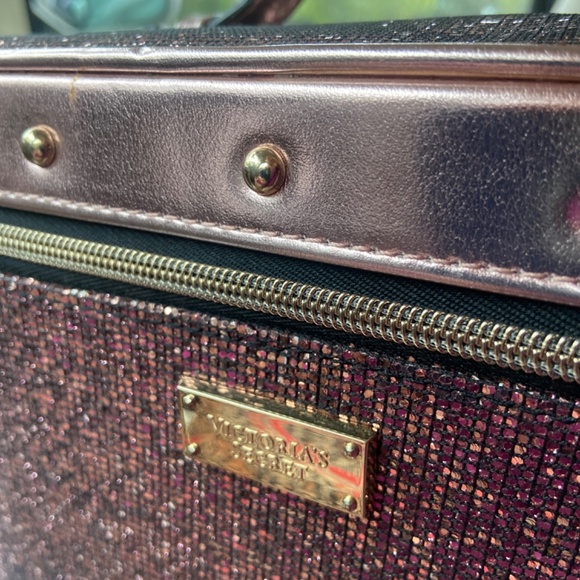 VINTAGE RARE VICTORIA’S SECRET PINK SEQUIN VANITY MAKEUP TRAIN CASE BAG TRAVEL - Picture 12 of 14